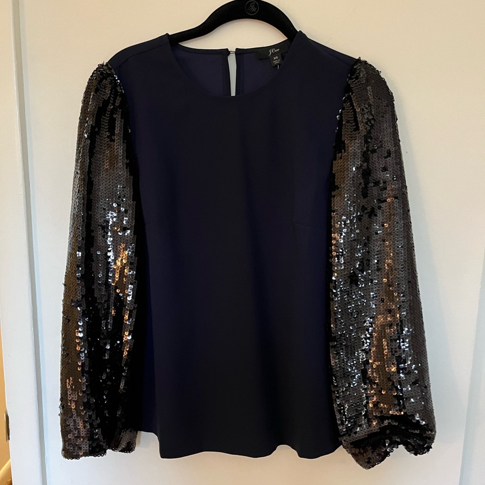 NWT jcrew sequin sleeve blouse